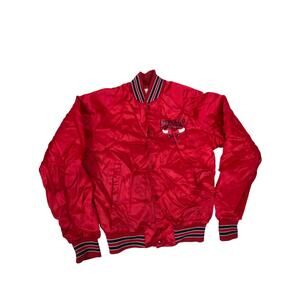 Vintage 80s Chicago Bulls Chalk Line Satin Varsity Jacket Boys 18/20 Mens XS NBA